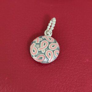 Pandora SS PINK ENAMEL BREAST CANCER PENDANT S925 Sterling Silver with box